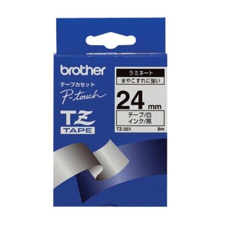 Tze-251 cassette à ruban  largeur: 24 mm 8m noir / blanc brother