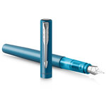 PARKER VECTOR XL Stylo plume  laque turquoise métallisée sur laiton  plume moyenne  encre bleue  Coffret cadeau