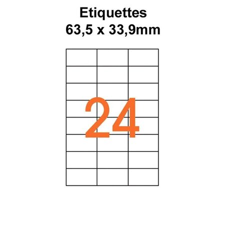 Étiquettes adhésives  pour timbres à imprimer 6,35 x 3,39 cm (480 étiquettes) - blanc - 20 feuilles -t3azur