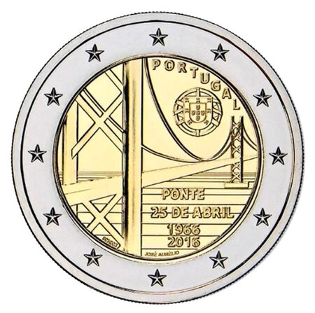 Monnaie 2 euros commémorative portugal 2016 - pont suspendu