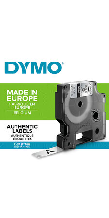 DYMO Rhino - Étiquettes Industrielles Autocollantes en Polyester  12mm x 5.5m  Noir sur Métallique