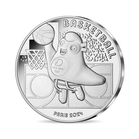 Monnaie de 10€ en argent - Mascotte - Jeux Olympiques 2024 Basketball - Millésime 2023