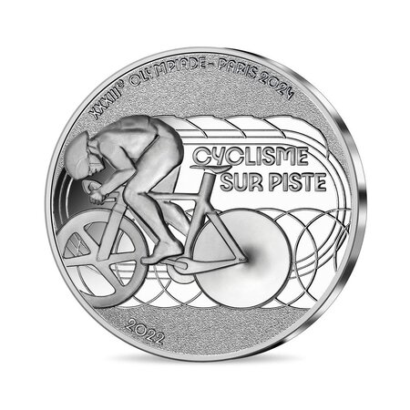 Jeux olympique de paris 2024 monnaie de 10€ argent - sports cyclisme sur piste