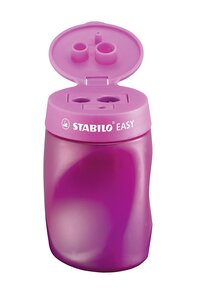 Taille-crayon easysharpen erergonomique rose avec réservoir - gaucher stabilo
