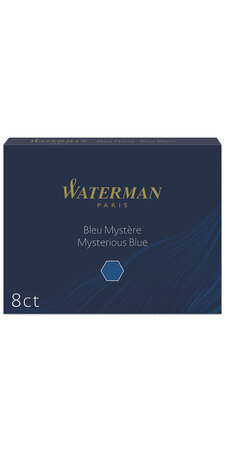 Waterman boîte de 8 cartouches longues  couleur bleu mystère pour stylo plume