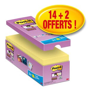 notes Super Sticky Canary - 3M - 76 x 76 mm (paquet 16 blocs)