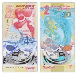 Billet de Collection 2 dollars 2023 Caraibe Orientale - Neuf - P61